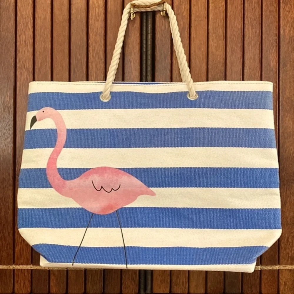 FLAMINGO 🦩 ROPE TOTE BAG - Picture 2 of 8